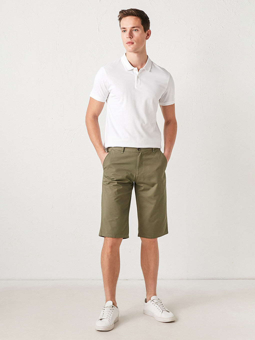 Standard Fit Gabardine Shorts-1