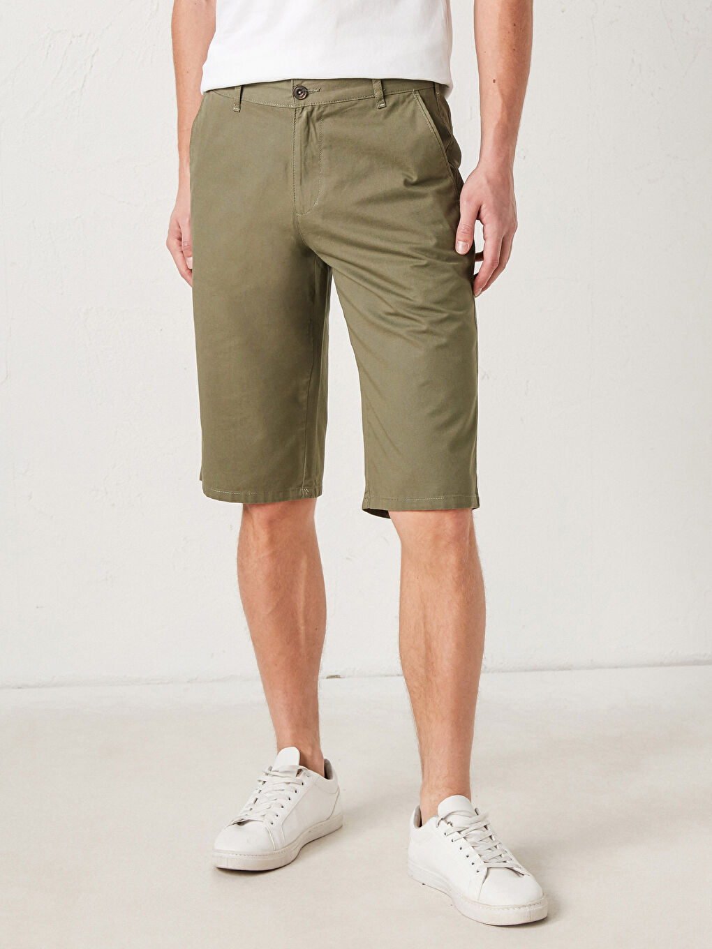 Standard Fit Gabardine Shorts-2