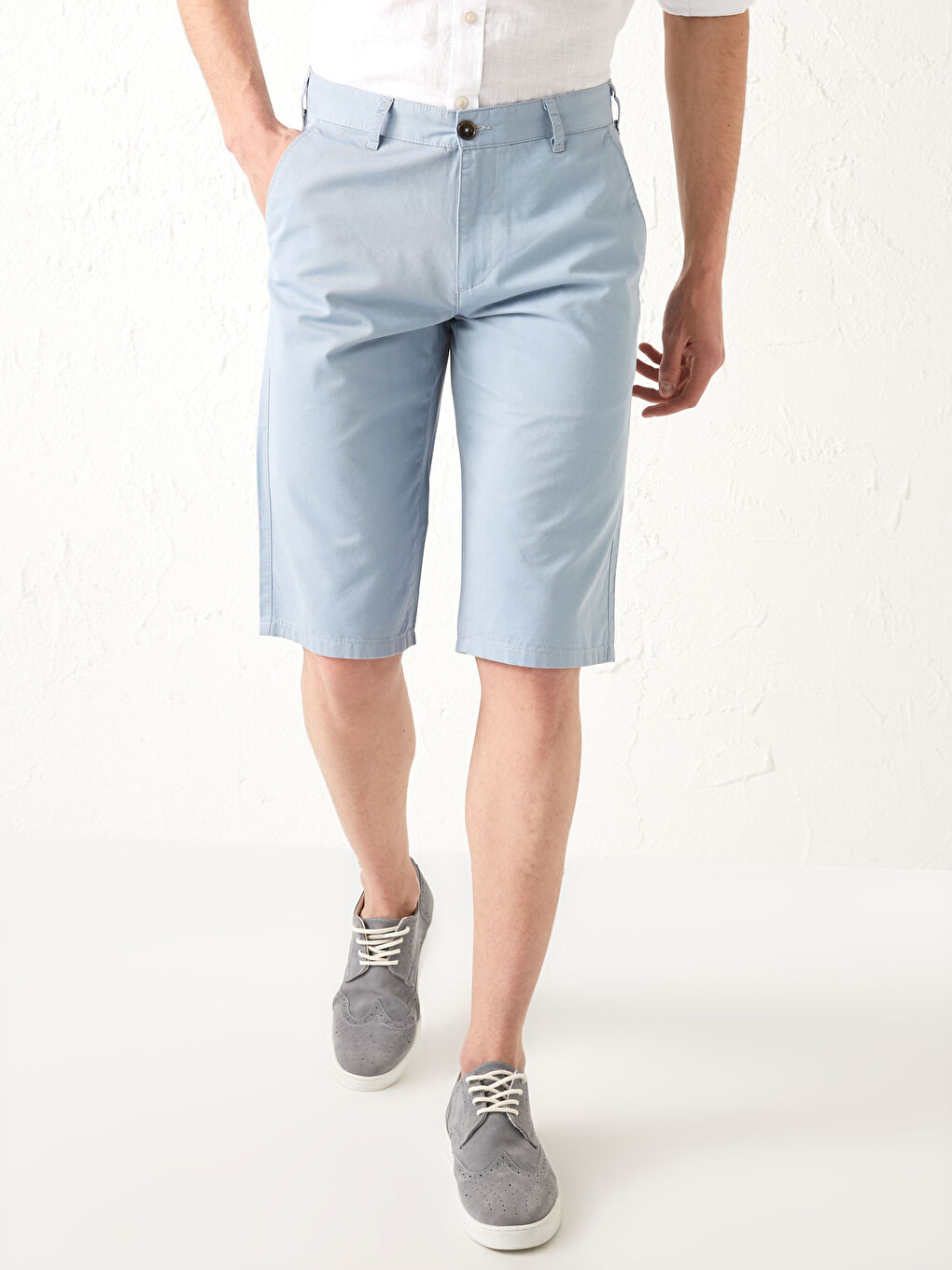 Mavi Standart Kalıp Gabardin Şort-2