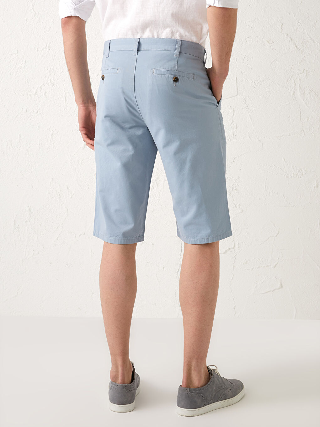 Mavi Standart Kalıp Gabardin Şort-4