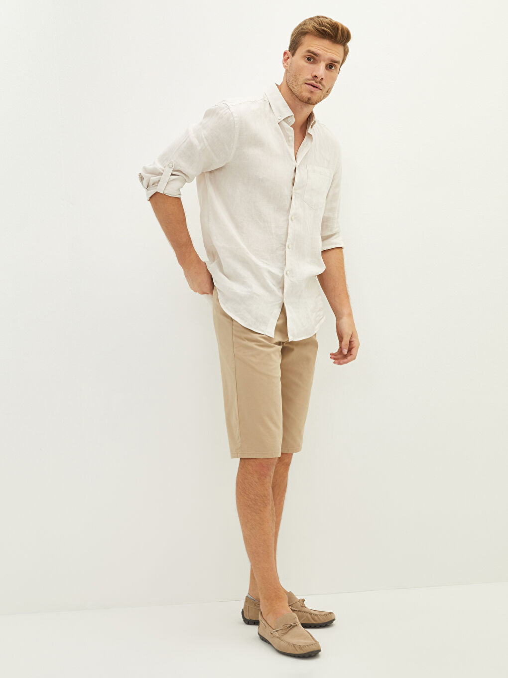 Standard Fit Gabardine Shorts