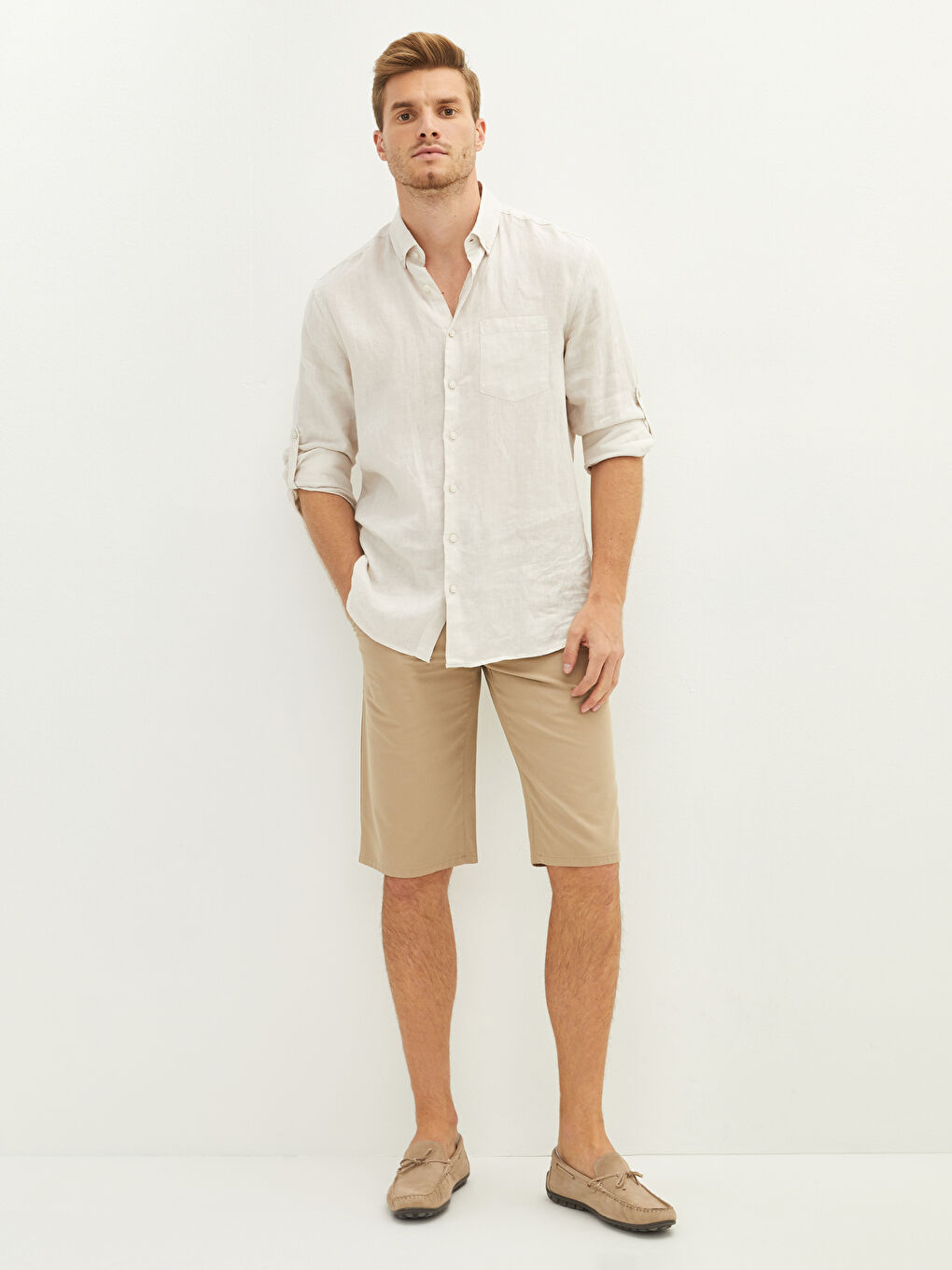 Standard Fit Gabardine Shorts-1