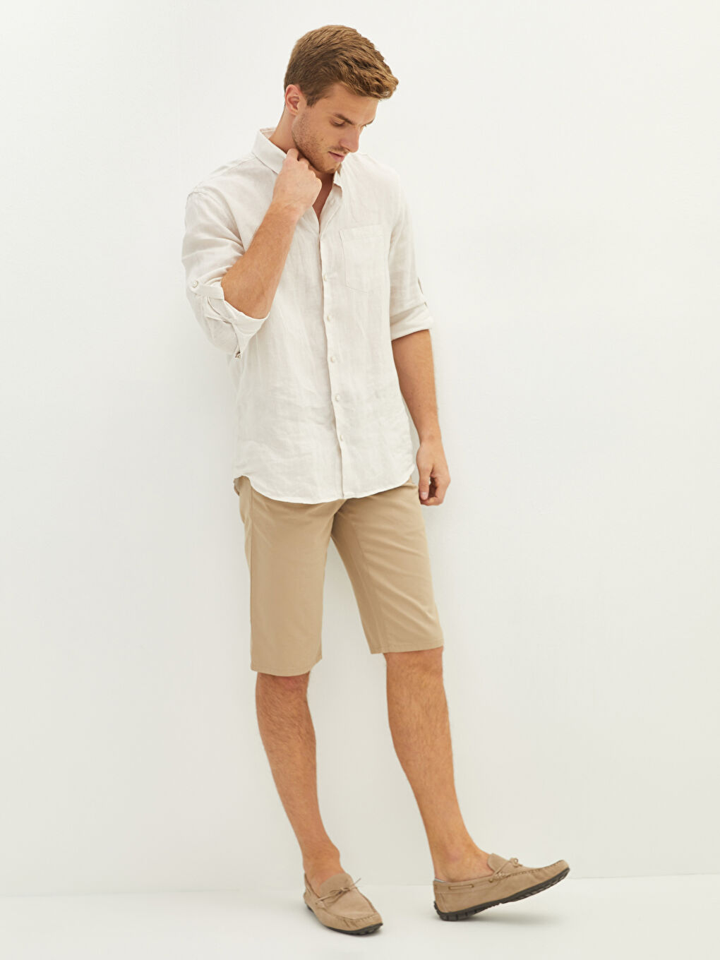 Standard Fit Gabardine Shorts-2