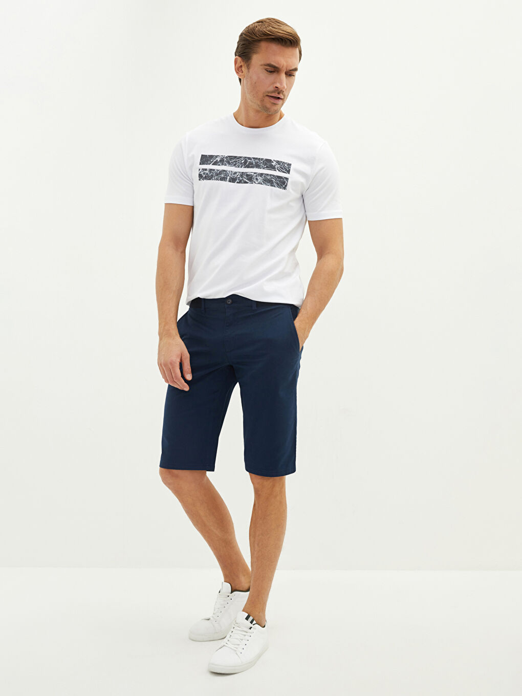 Relaxed Fit Gabardine Men's Bermuda Shorts