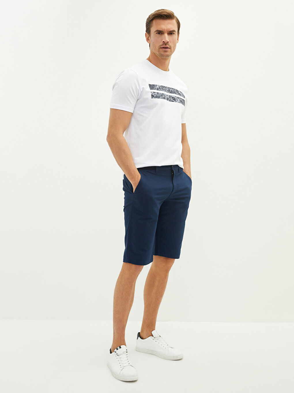 Relaxed Fit Gabardine Men's Bermuda Shorts-1