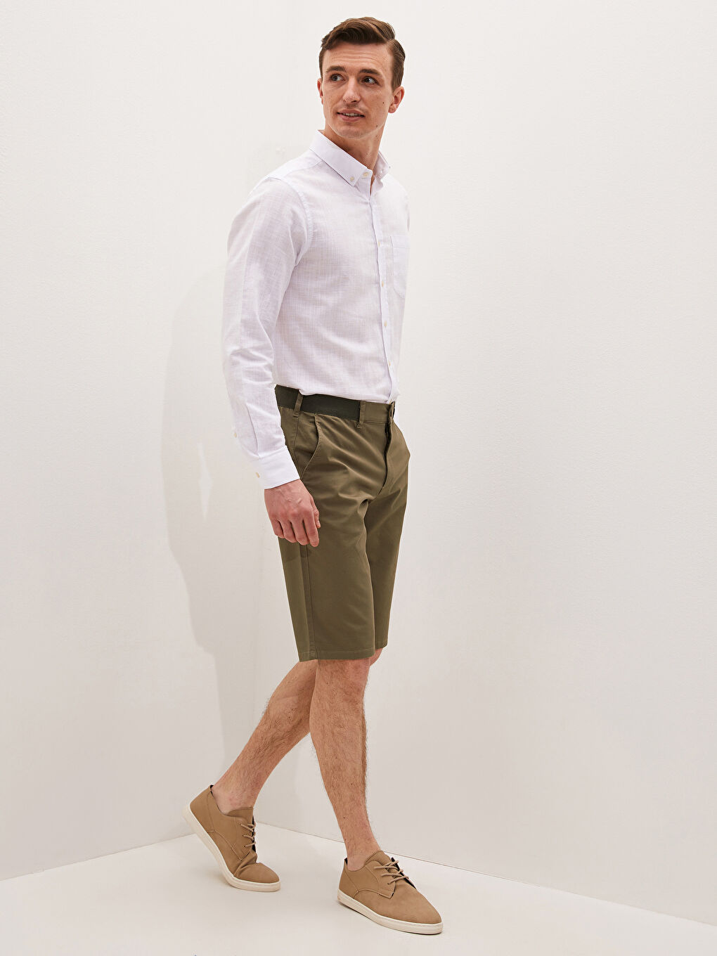 Relaxed Fit Gabardine Men's Bermuda Shorts-1