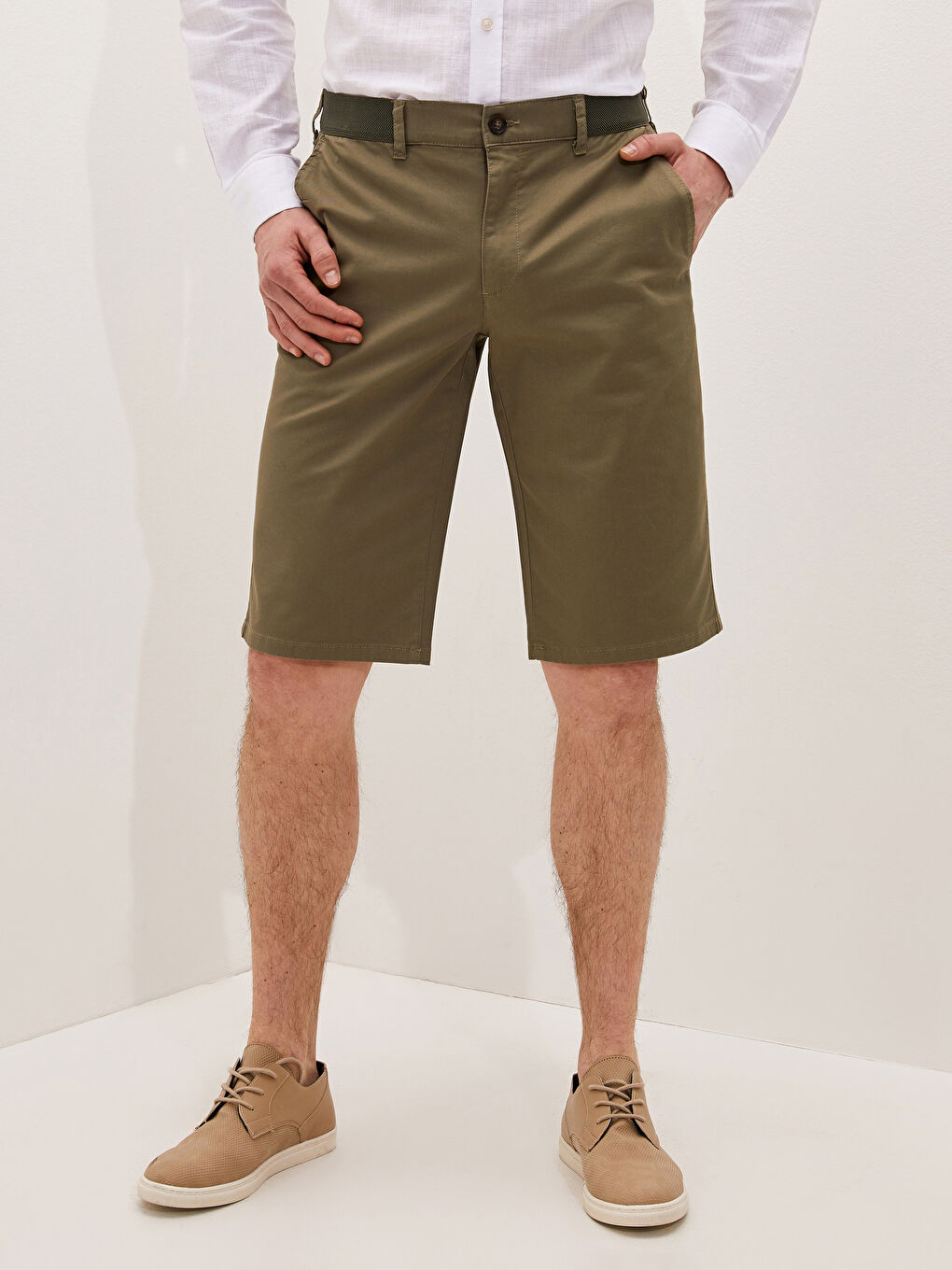 Relaxed Fit Gabardine Men's Bermuda Shorts-2