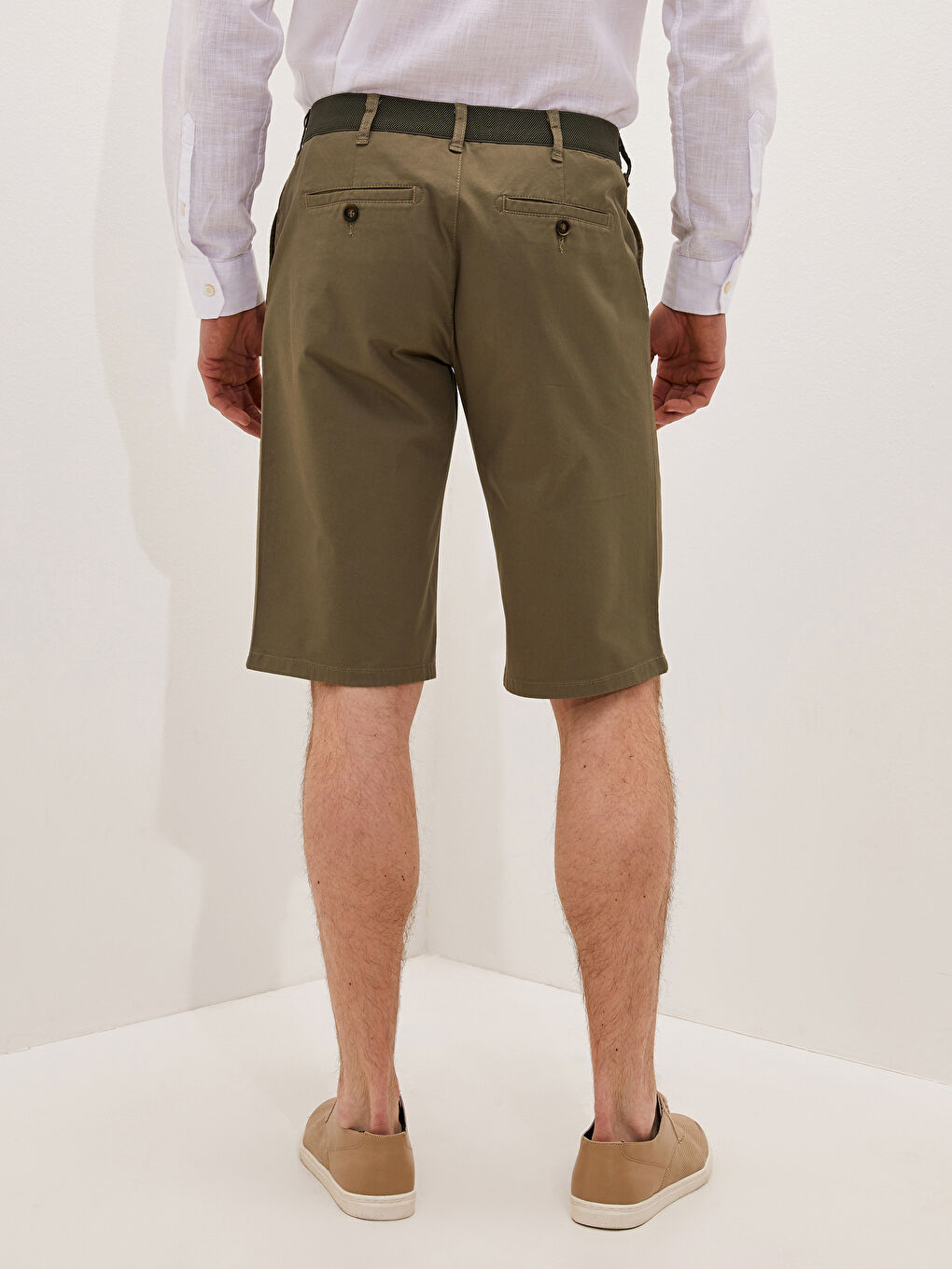 Relaxed Fit Gabardine Men's Bermuda Shorts-3
