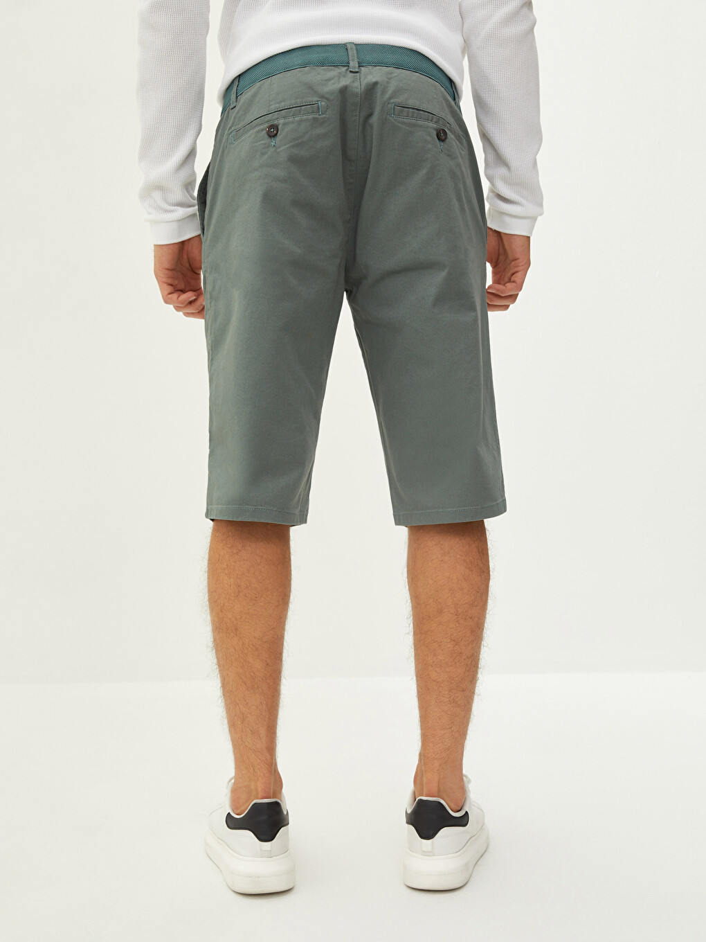 Relaxed Fit Gabardine Men's Bermuda Shorts-5