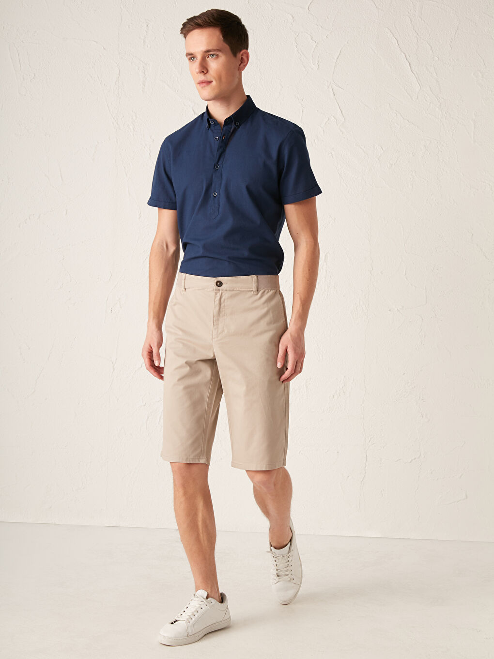 Comfortable Fit Gabardine Bermuda Shorts