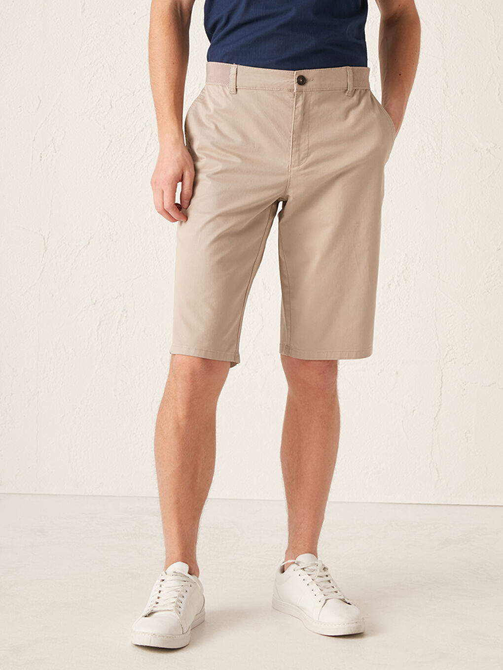 Comfortable Fit Gabardine Bermuda Shorts-2