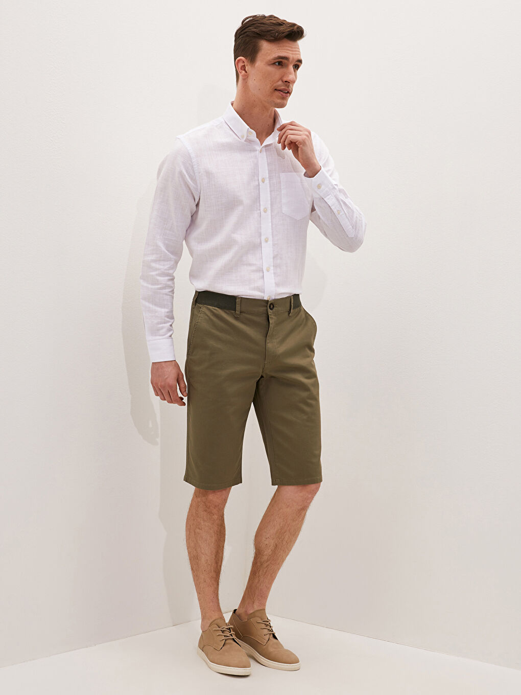 Relaxed Fit Gabardine Men's Bermuda Shorts