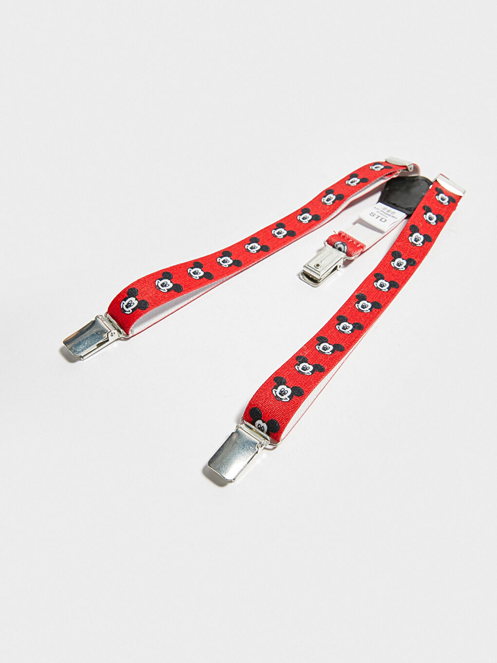 Kırmızı Erkek Bebek Mickey Mouse Baskılı Pantolon Askısı ve Papyon-1