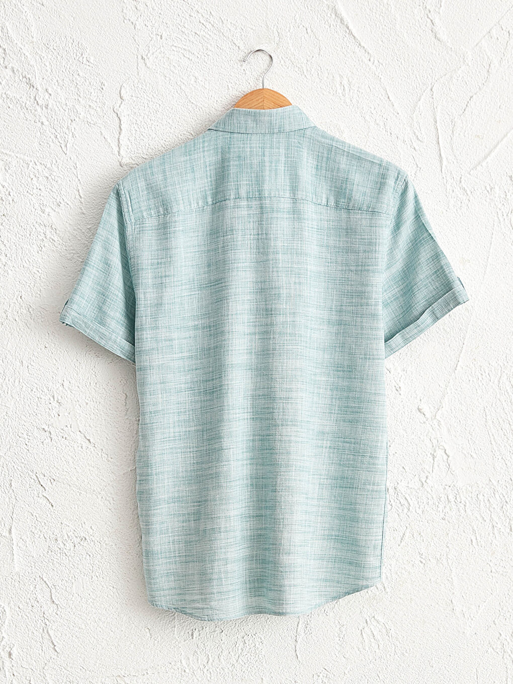 قميص رجالي ضيق بنقشة وأكمام قصيرة للرجال-6