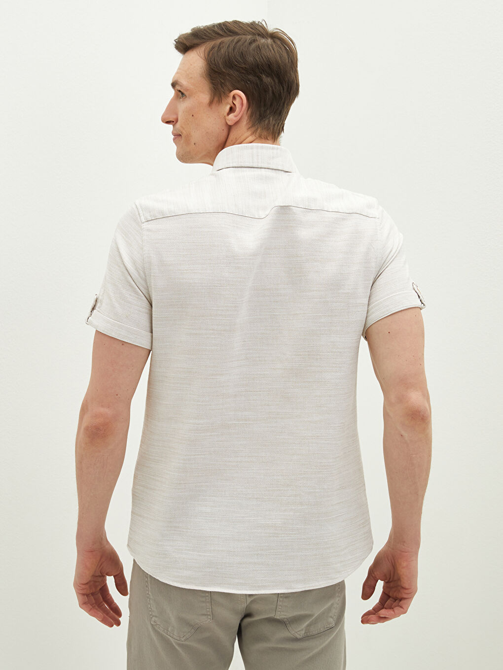 قميص رجالي بأكمام قصيرة وقصة نحيفة من القطن-4