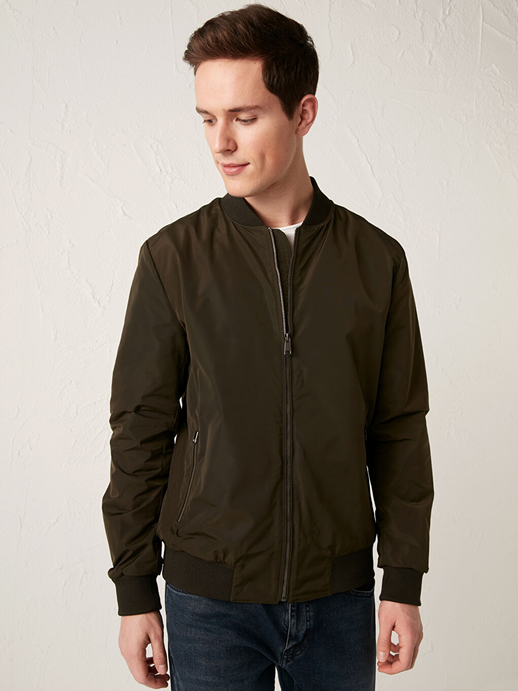 Slim Fit College Collar Bomber Coat