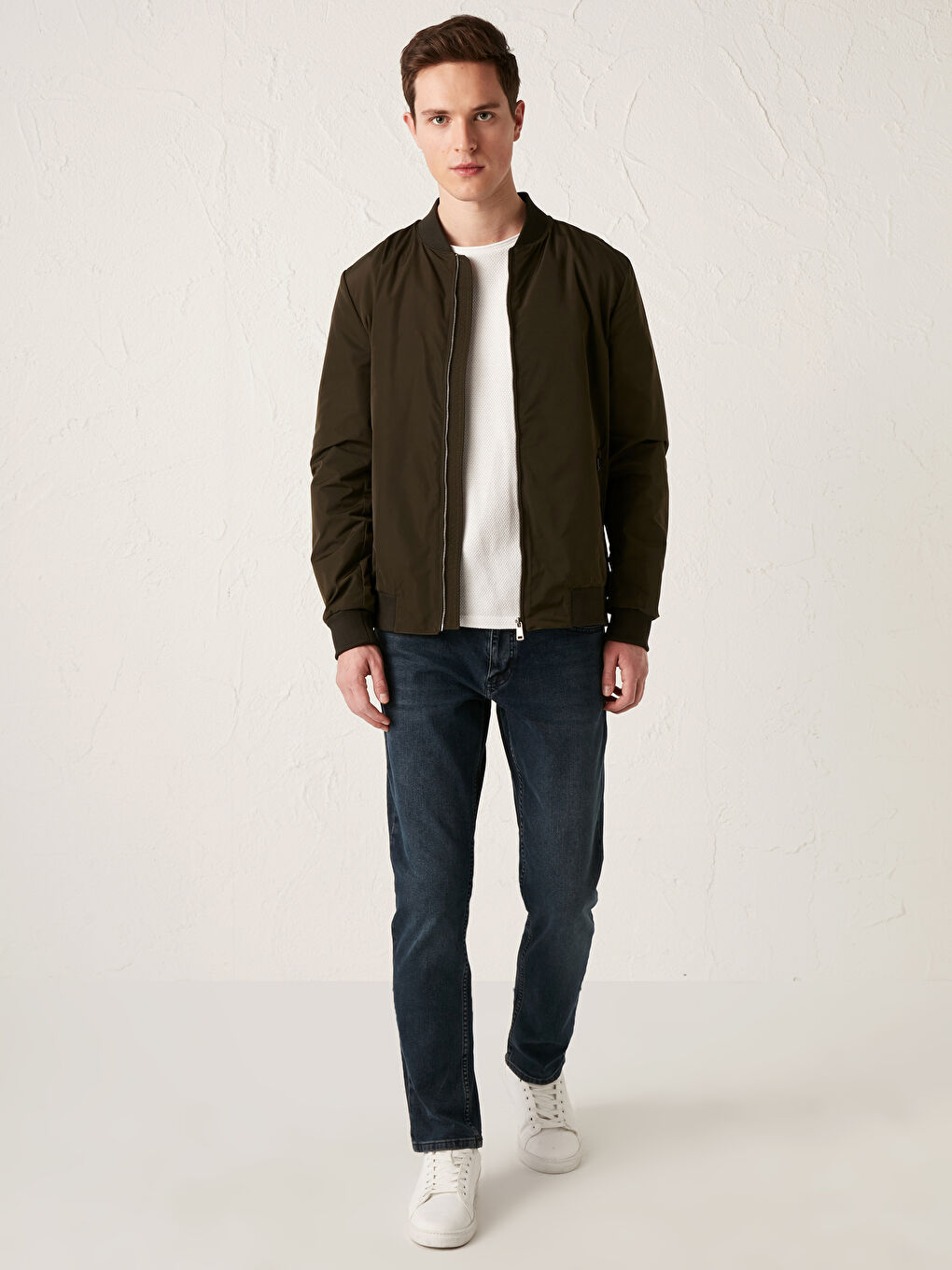 Slim Fit College Collar Bomber Coat-2