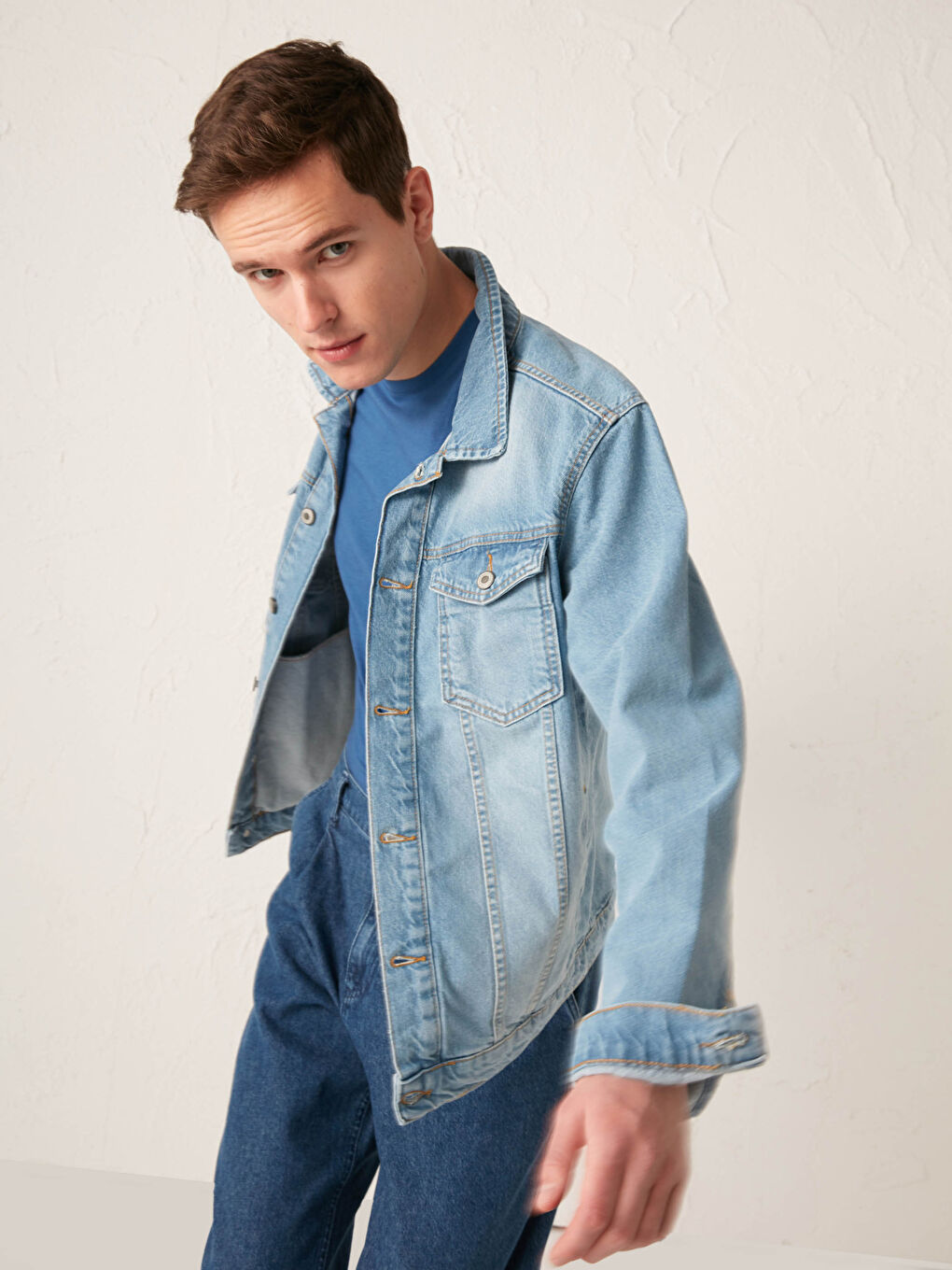 İndigo Standart Kalıp Jean Ceket-1