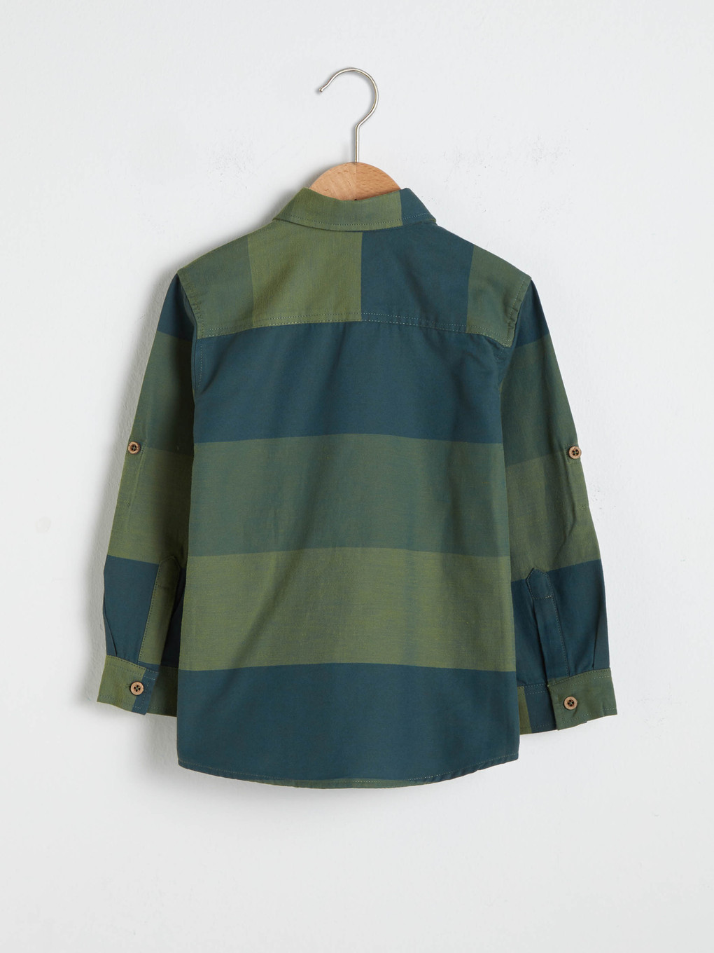 Haki Erkek Çocuk Çizgili Twill Gömlek-1