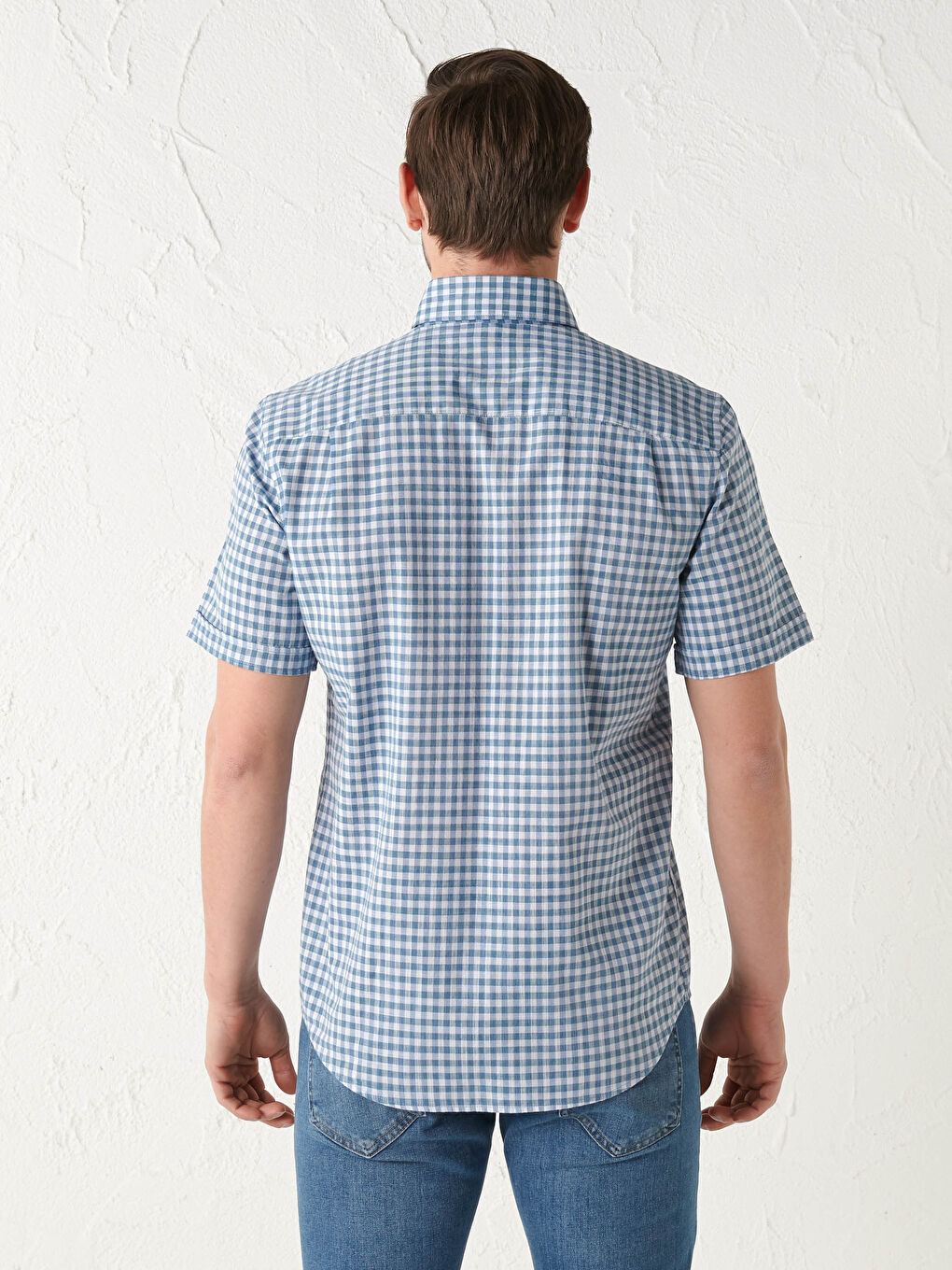 Mavi Regular Fit Kısa Kollu Ekose Poplin Erkek Gömlek-4