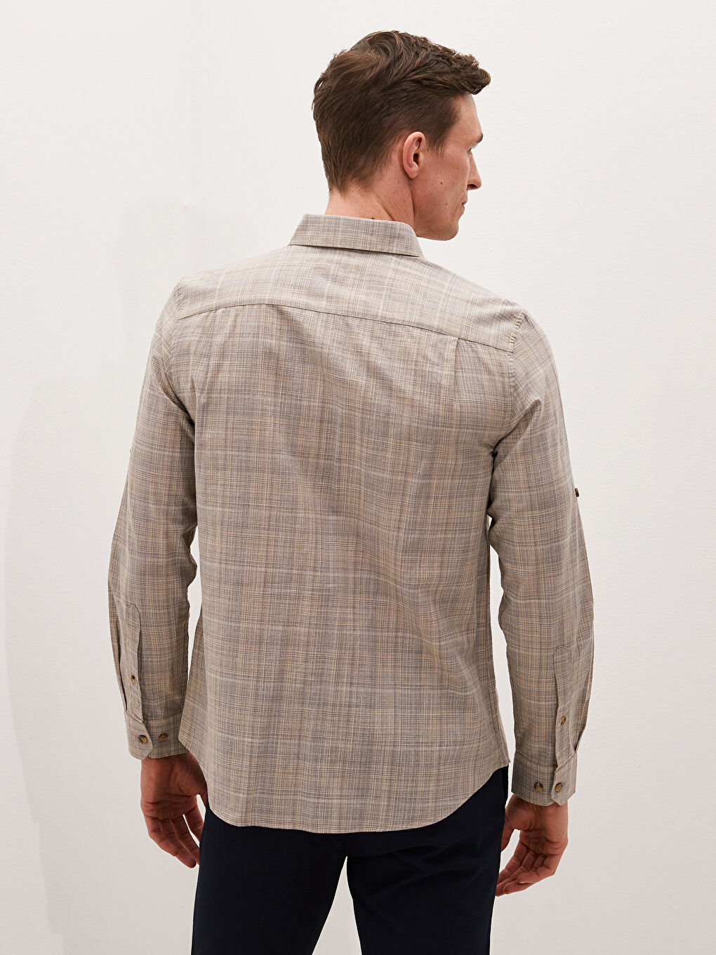 Regular Fit Long Sleeve Poplin Men's Shirt-2