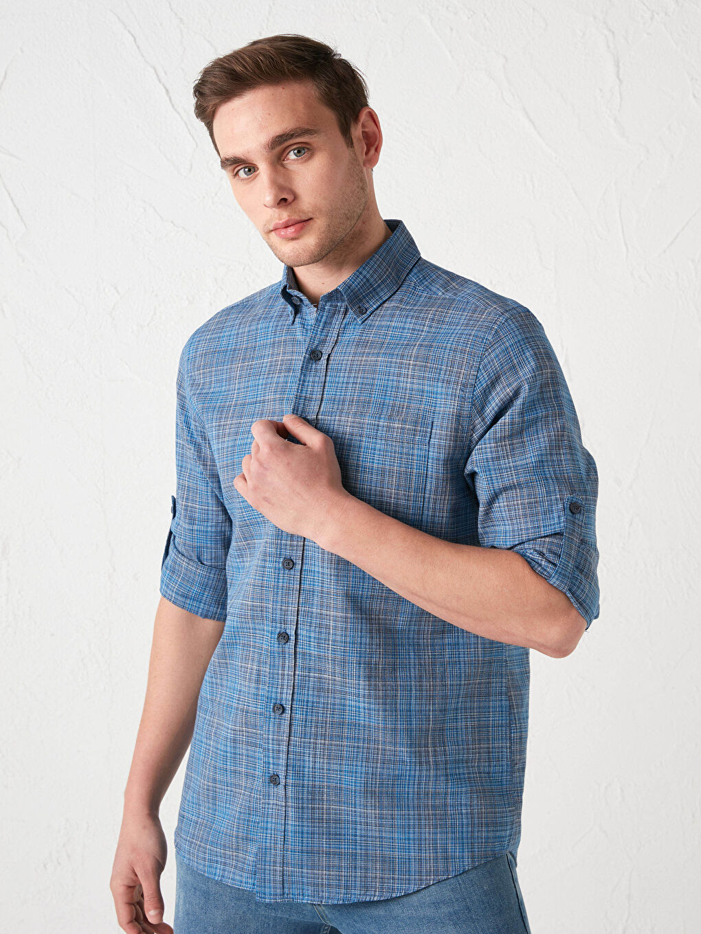 Lacivert Regular Fit Uzun Kollu Poplin Erkek Gömlek