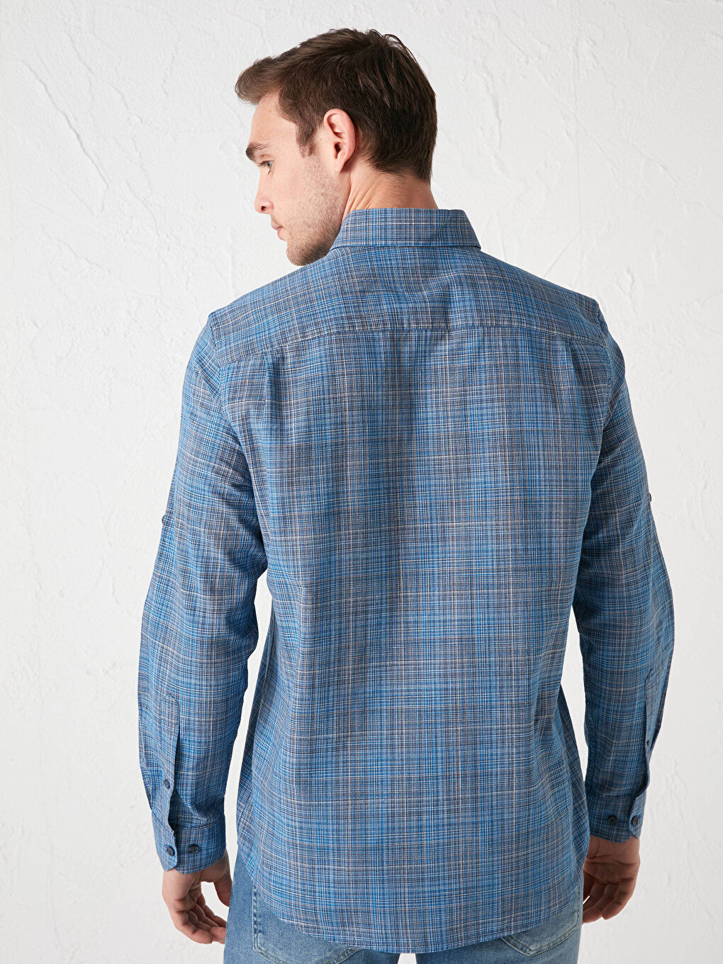 Lacivert Regular Fit Uzun Kollu Poplin Erkek Gömlek-4