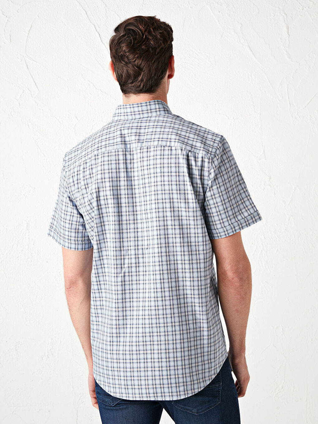 LCWAIKIKI Classic Regular Fit Short Sleeve Plaid Oxford Men's Shirt -S11766Z8-LLC