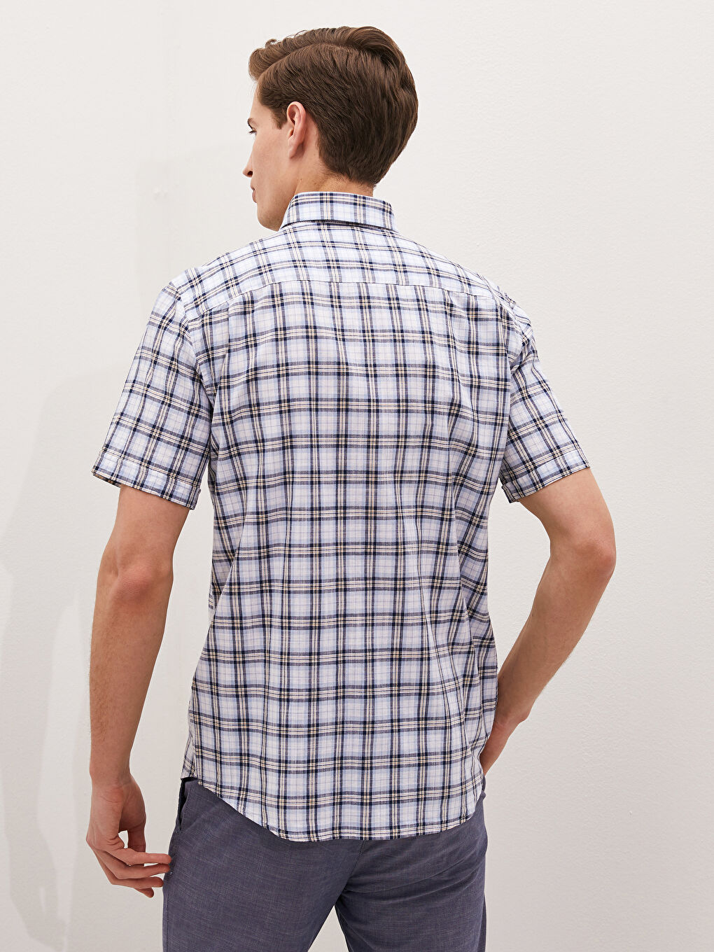 Mavi Regular Fit Kısa Kollu Ekose Poplin Erkek Gömlek-3