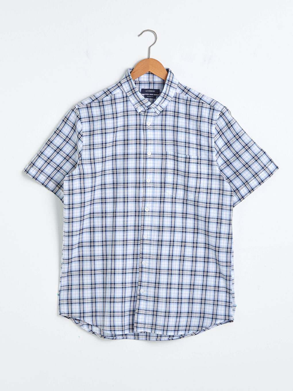 Mavi Regular Fit Kısa Kollu Ekose Poplin Erkek Gömlek-5