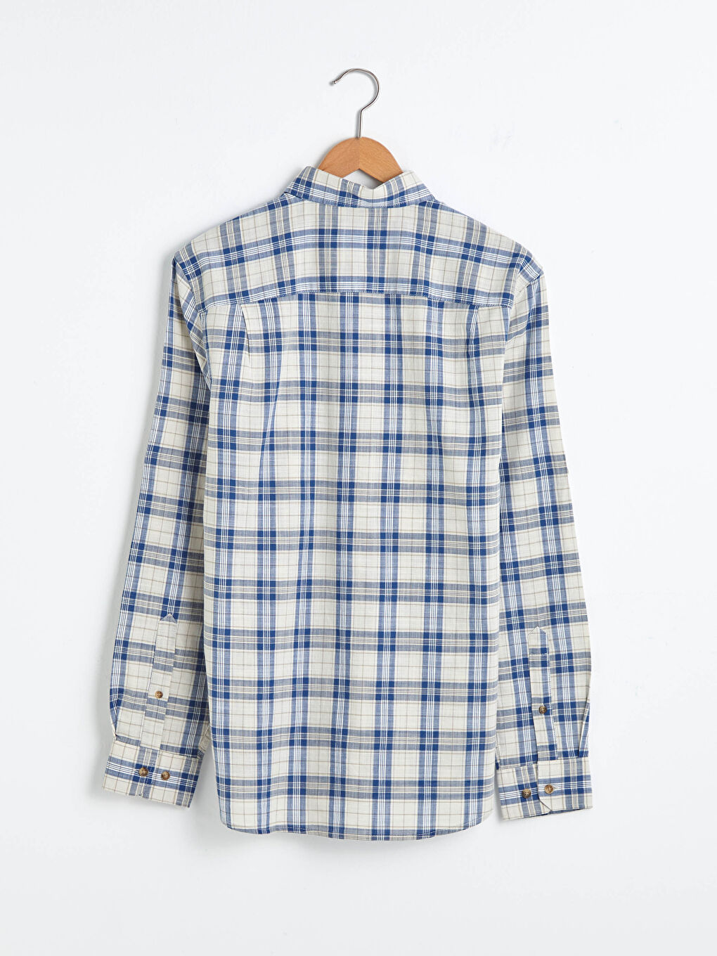Regular Fit Long Sleeve Plaid Poplin Men's Shirt-6