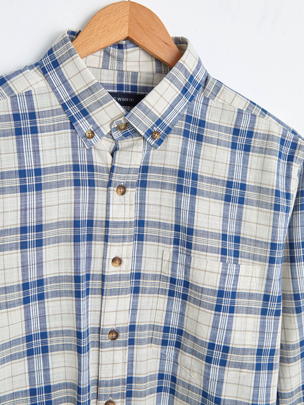 Regular Fit Long Sleeve Plaid Poplin Men's Shirt-7