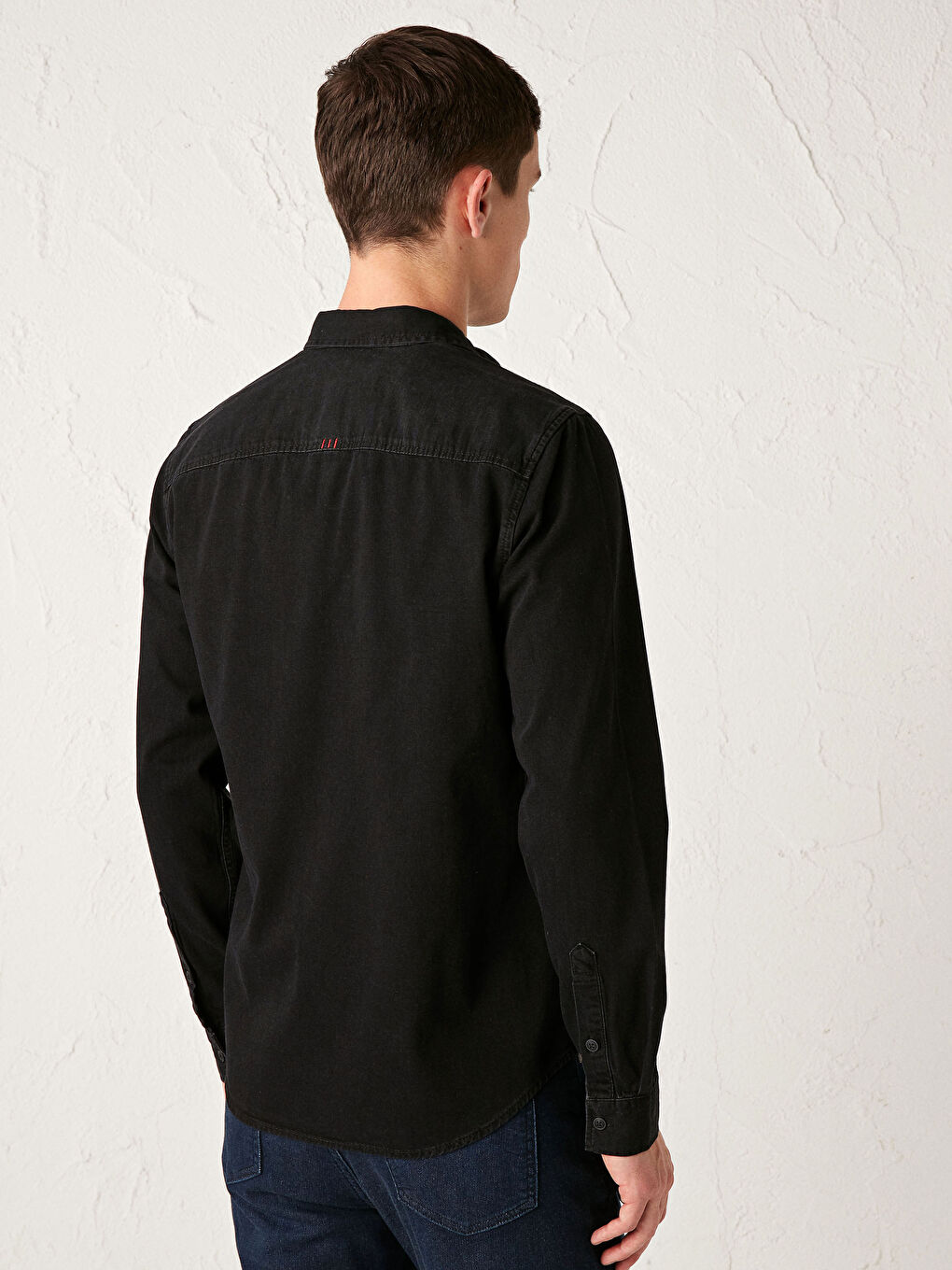 Siyah Slim Fit Erkek Jean Gömlek-1