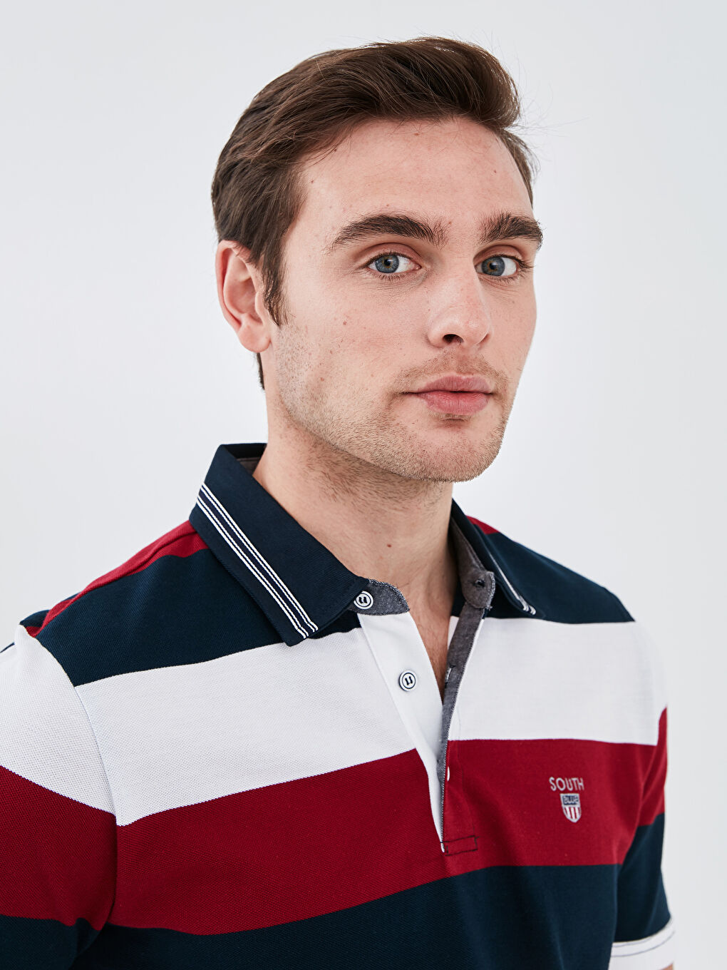 T-shirt en Coton à Rayures à Manches Courtes pour Hommes avec Col Polo-2