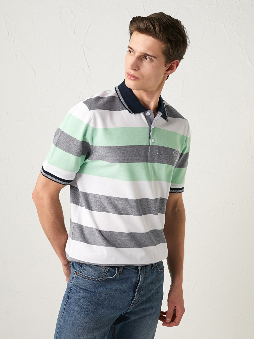 Tricou Cu Guler Polo, Mânecă Scurtă, Vărgat, Pentru Bărbați
