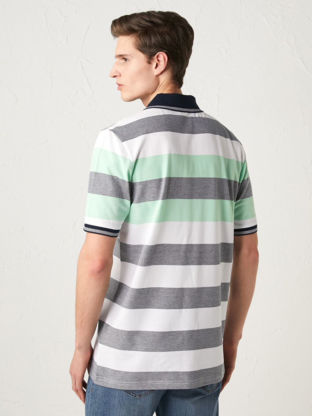 Tricou Cu Guler Polo, Mânecă Scurtă, Vărgat, Pentru Bărbați-4