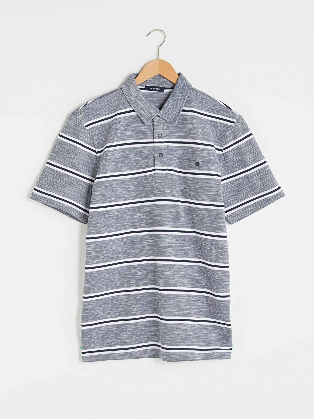 تي شيرت ياقة بولو كم قصير مخطط بيكيه-5