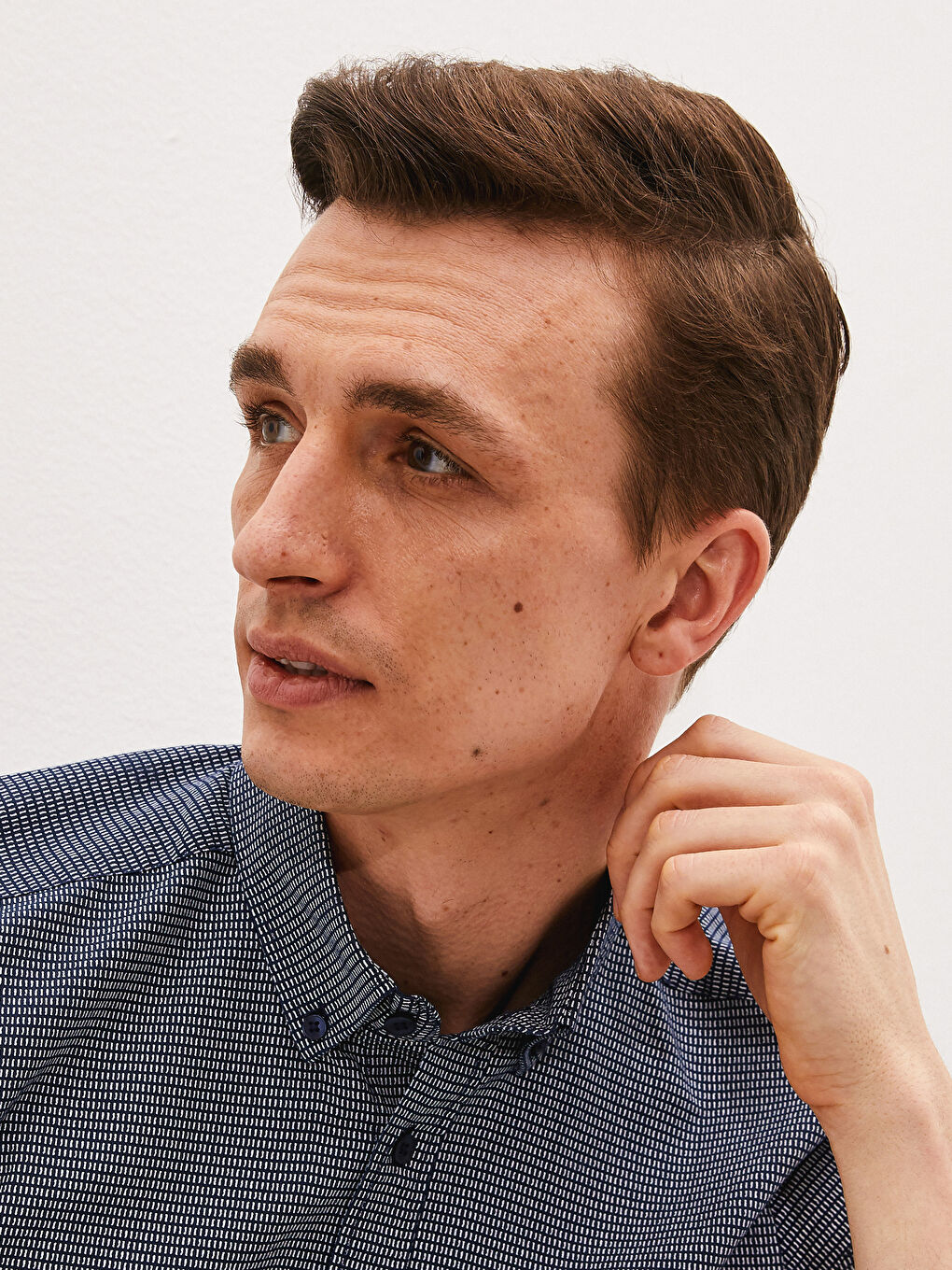 Lacivert Slim Fit Kısa Kollu Oxford Erkek Gömlek-2