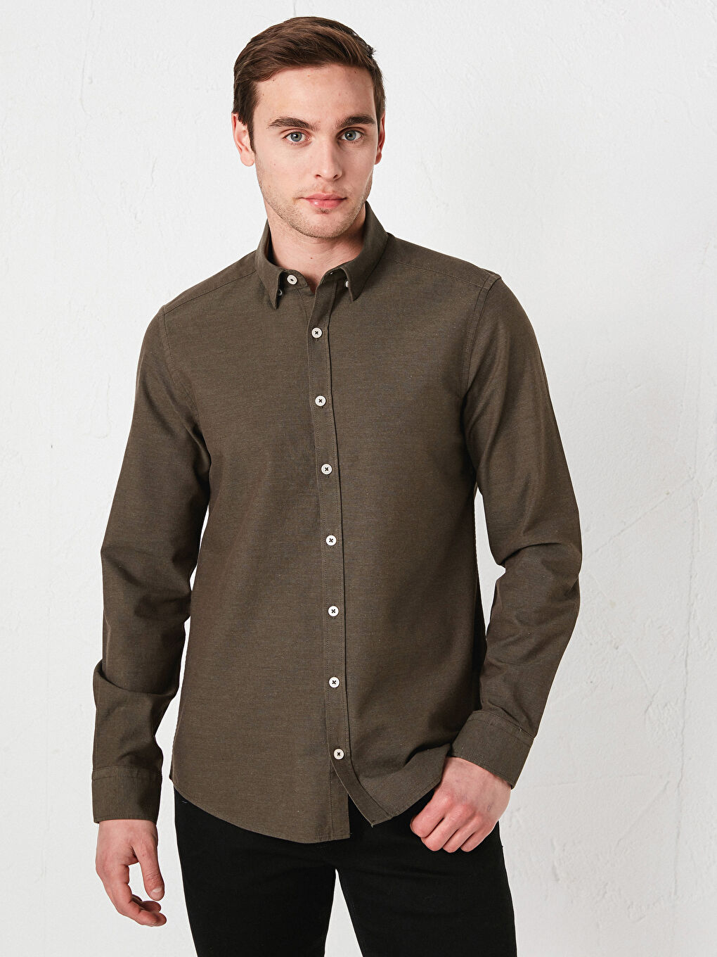 Yeşil Slim Fit Uzun Kollu Erkek Gömlek