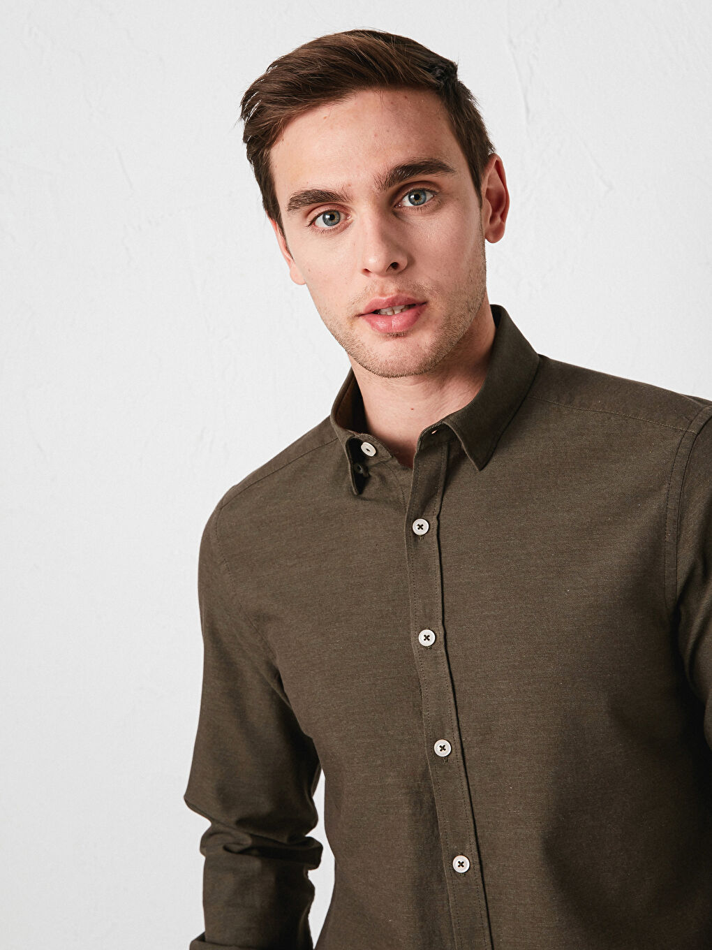 Yeşil Slim Fit Uzun Kollu Erkek Gömlek-2