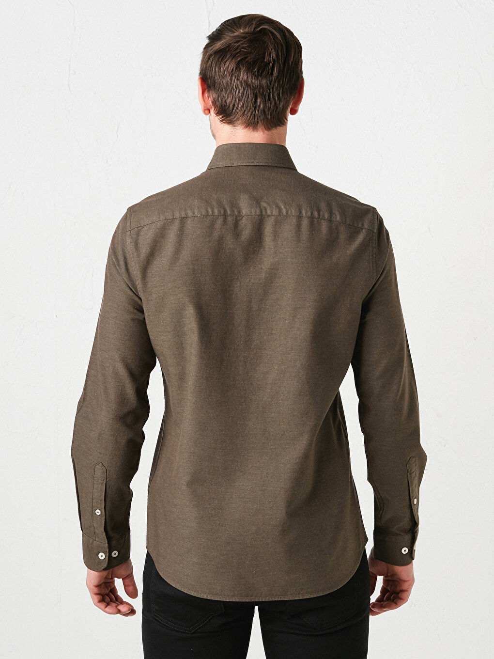 Yeşil Slim Fit Uzun Kollu Erkek Gömlek-5