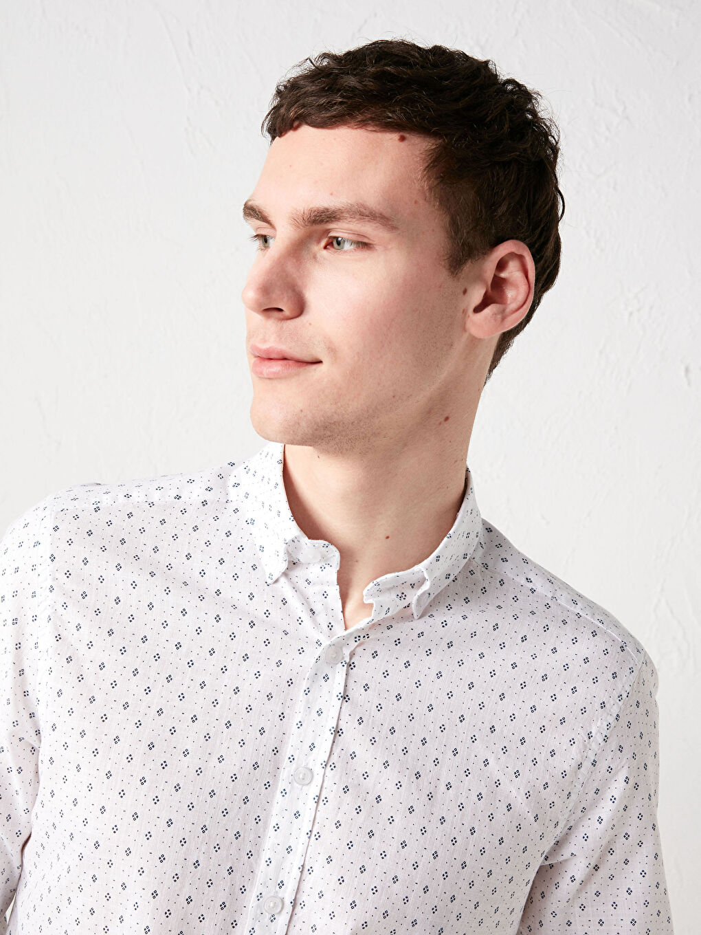 Рубашка Мужская Слим Фит С Длинным Рукавом Из Поплина-3