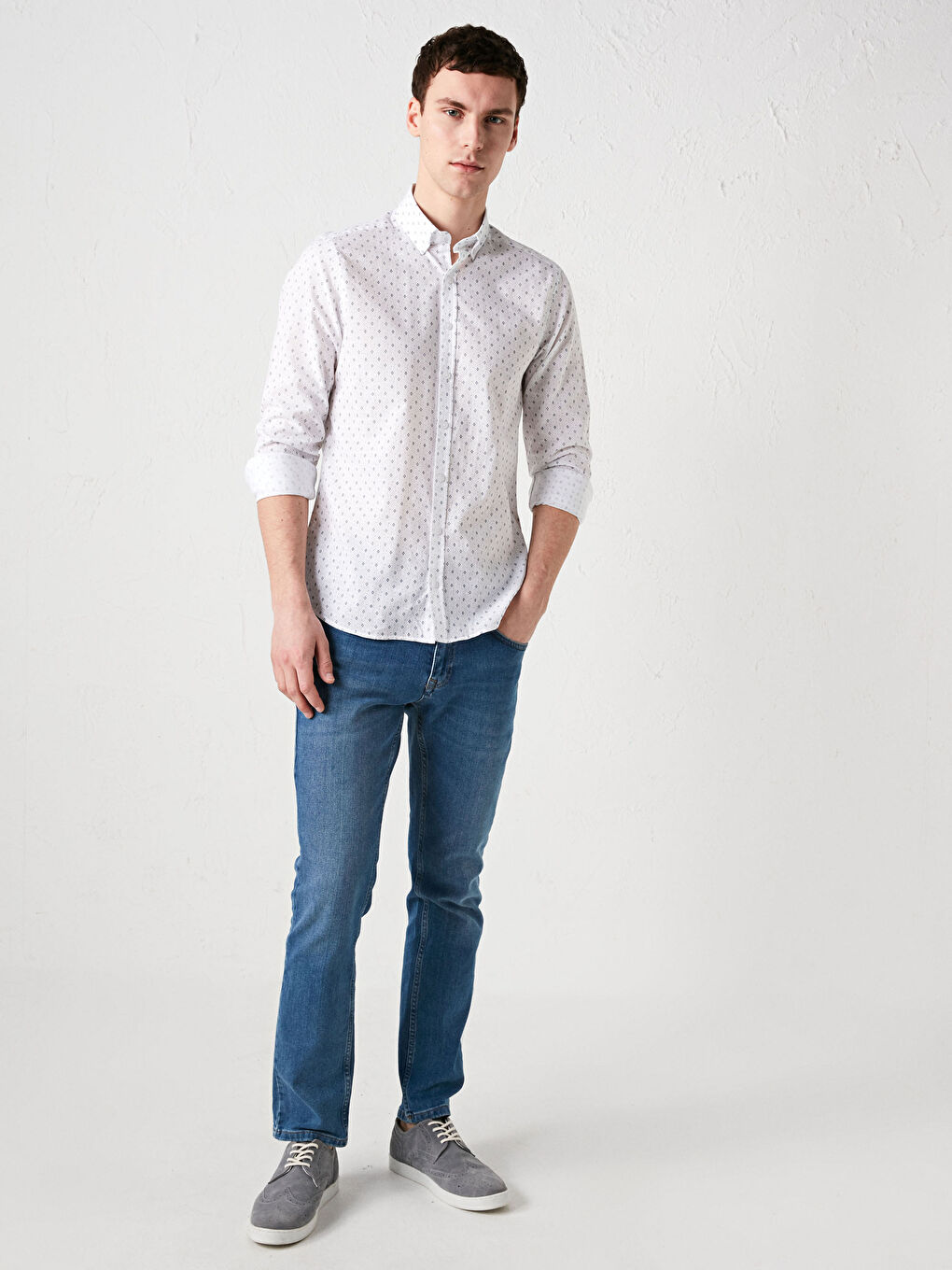 Рубашка Мужская Слим Фит С Длинным Рукавом Из Поплина-4