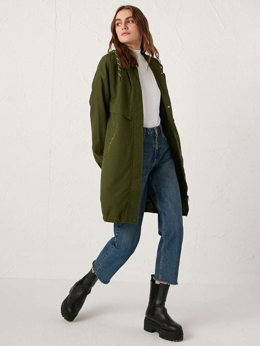 بالطو نسائي بكابوش كم طويل عادي سادة-2