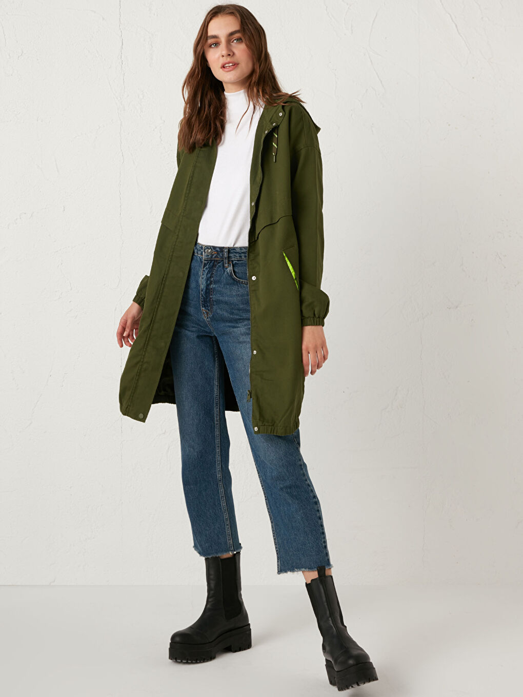 بالطو نسائي بكابوش كم طويل عادي سادة-3