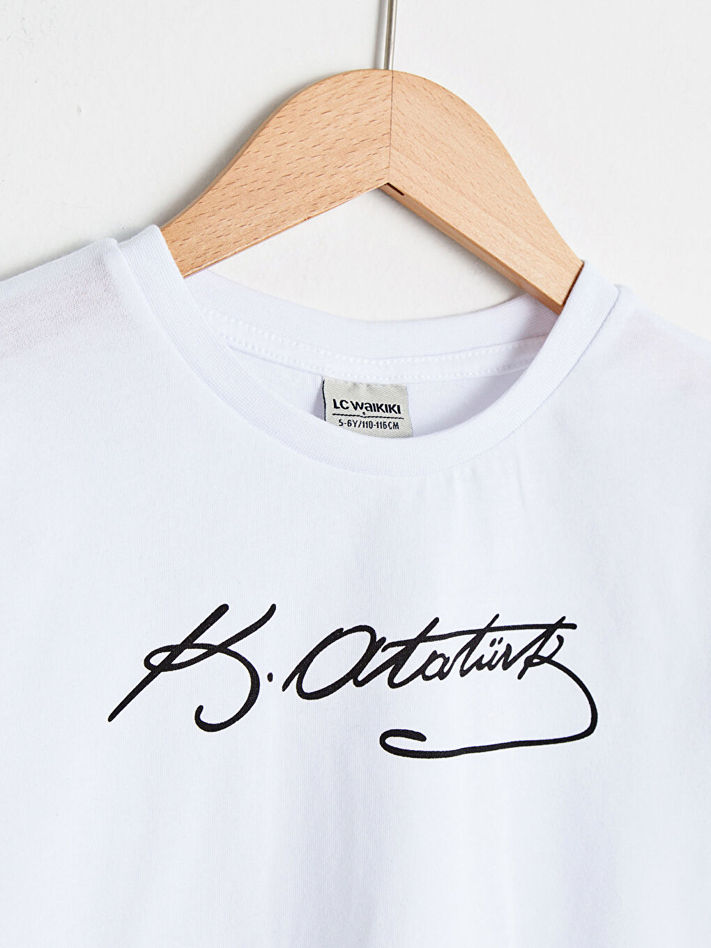 Beyaz Erkek Çocuk Atatürk İmzalı Pamuklu Tişört-2