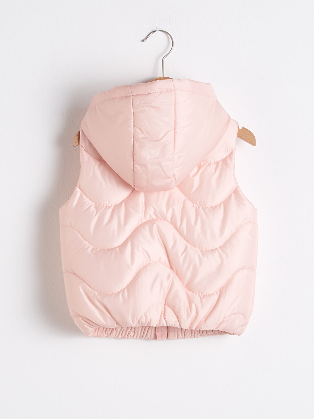 Pembe Kapüşonlu Kolsuz Kız Bebek Fermuarlı Şişme Yelek-2