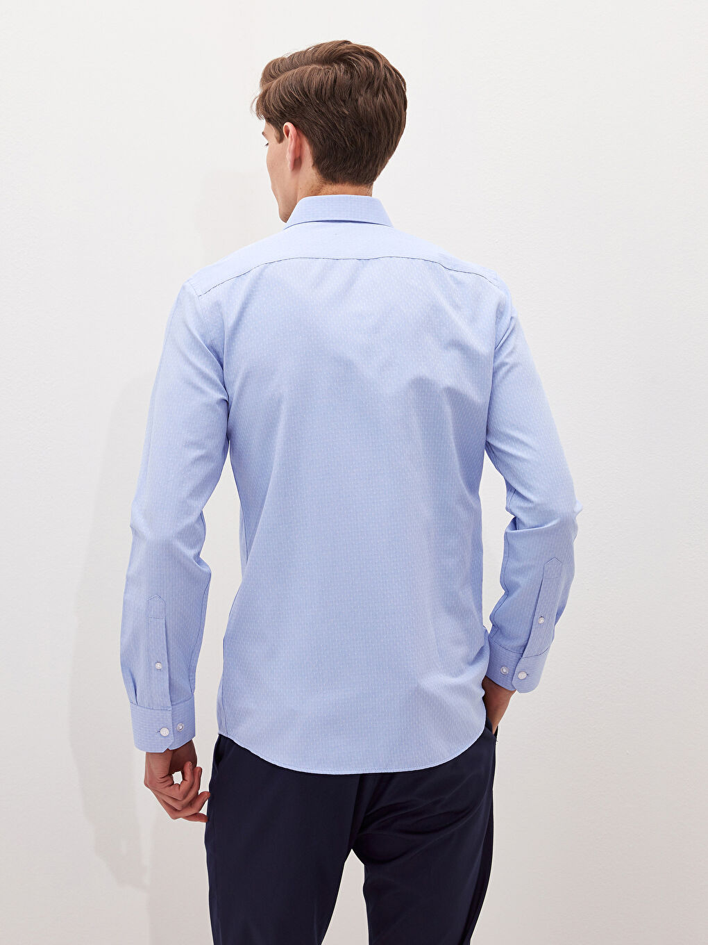 Slim Fit Long Sleeve Dobby Men's Shirt-3