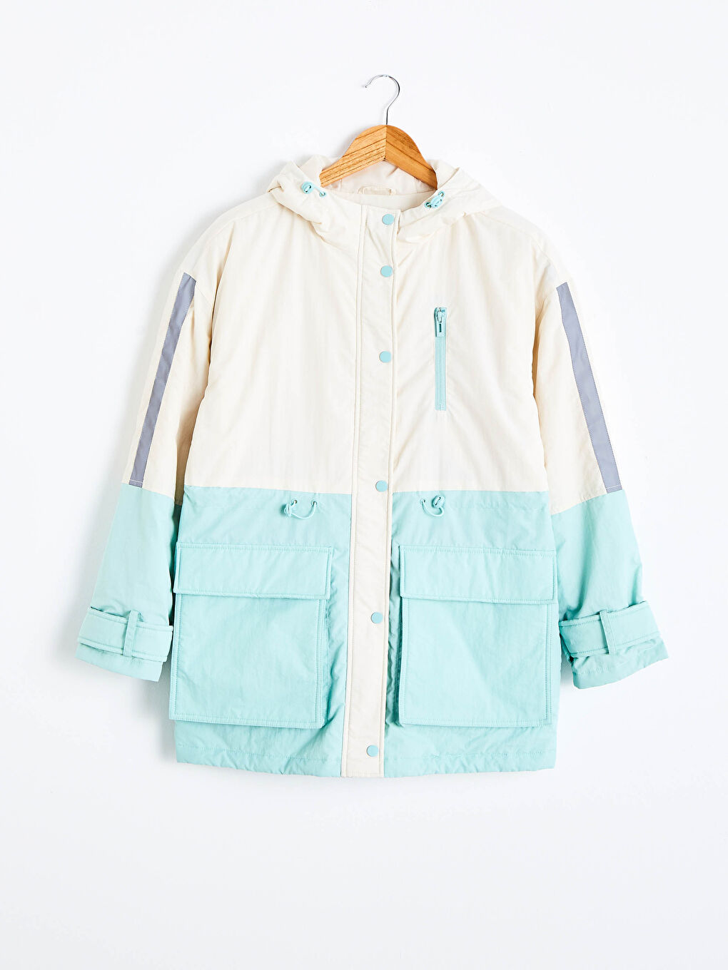 XSIDE Hooded Color Block Long Sleeved Women's Parka -S12028Z8-HWB