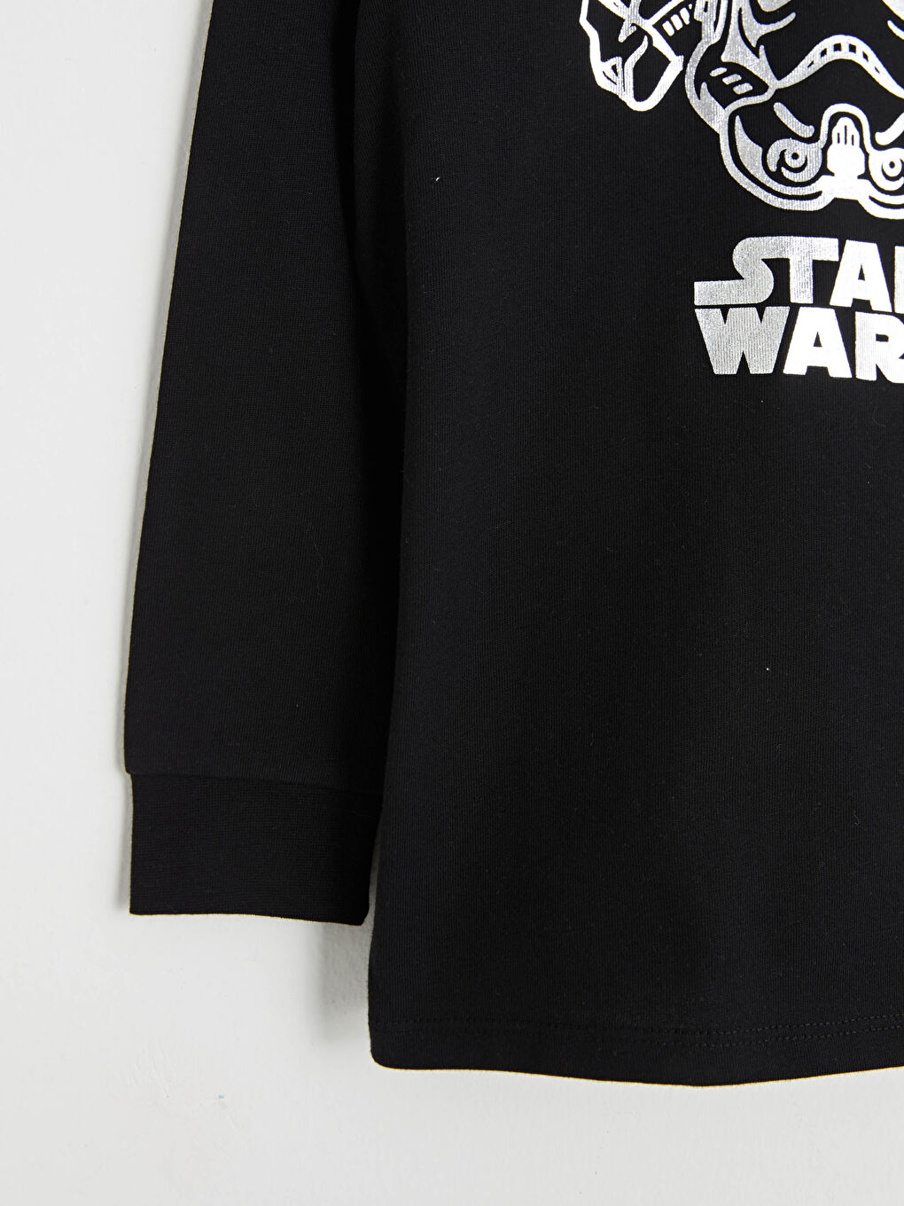 Siyah Bisiklet Yaka Star Wars Baskılı Uzun Kollu Erkek Çocuk Tişört-2